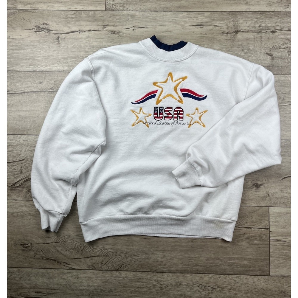 Vintage United States of America Sweatshirt Crewneck 90's Spell Out Size Large - Picture 12 of 12
